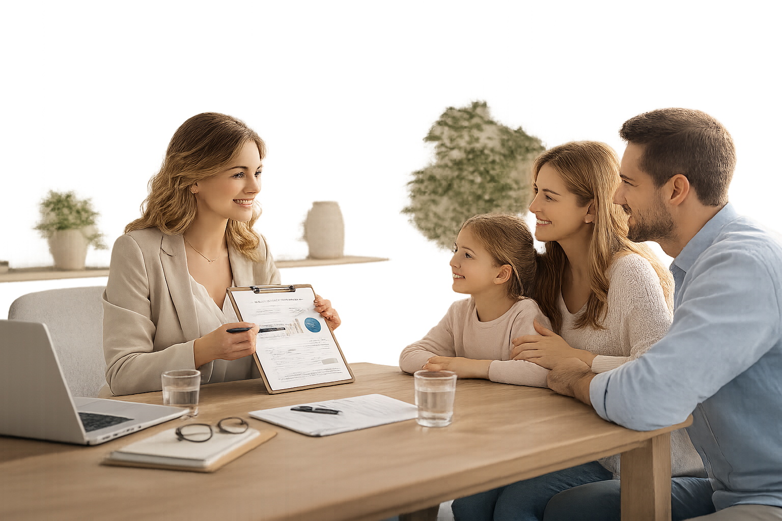 Consultora atendendo família